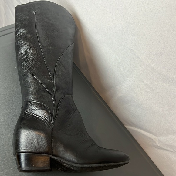 Anthropologie Naya Fjord Hidden Wedge Black Leather Knee-High Boots Size 7.5 - Picture 11 of 15